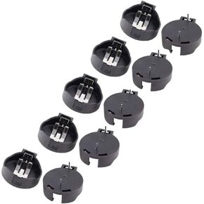 Comimark 10 Pcs CR2450 Coin Cell Button Battery Socket Holder 2 Pins Black AD
