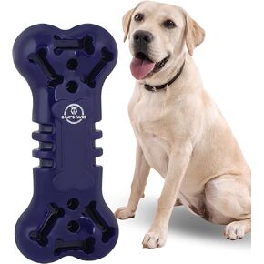 GRAY'S FAVES Goodie Dog Chew Bone Toy with Treat Dispensing Grooves, Heavy-Duty for Aggressive Chewing, Enriching and Interactive Play for Puppies, Safely Cleans Teeth (Red)