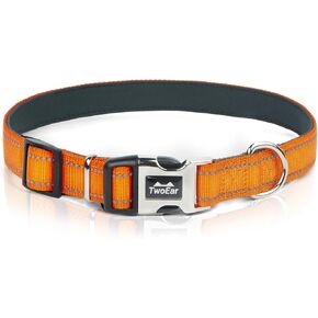 TwoEar Dog Collar with Metal Buckle, Soft Neoprene Padded Breathable Nylon Pet Collar Heavy Duty Dog Collar, Adjustable Reflective Dog Collars for Small Dogs