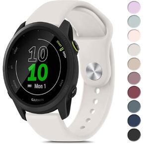 Amzpas for Garmin Forerunner 55 Watch Band, Forerunner 165 Watch Band, 20mm Quick Release Watch Bands Soft Silicone Sport Strap for Garmin Forerunner 55/165/245/645/158 Smartwatch