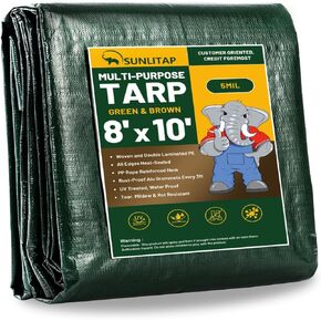 غطاء قماش القنب مقاس 20 × 30 قدمًا، قماش بولي مقاوم للماء مع حلقات معدنية، حواف معززة، مقاوم للأشعة فوق البنفسجية، مقاوم للتمزق والتمزق، قماش القنب متعدد الأغراض للسيارات والقوارب والسقف والتخييم (أخضر/بني)