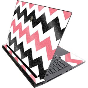 MightySkins Glossy Glitter Skin for Alienware M17 R3 (2020) & M17 R4 (2021) - Black Pink Chevron | Durable High-Gloss Glitter Finish | Easy to Apply and Change Style | Made in The USA