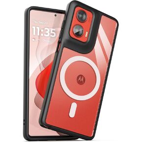 ENCASED Magnetic Case Designed for Moto G Stylus 5G 2024 - Compatible with MagSafe Charging & Accessories (Black/Clear)