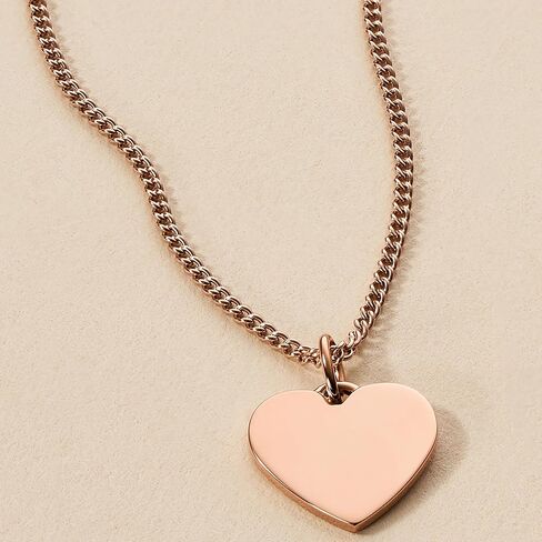 Fossil Women's Plated Stainless Steel Engravable Personalized Gift Pendant Chain Necklace for Women in Kuwait