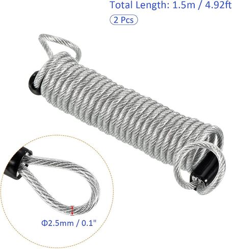 2 Pack Disc Lock Security Steel Cable - Plastic Coated Spring Reminder Wire Anti-Theft Rope, Apply to Outdoors Protection (2.5mmx1m, Red) in Kuwait