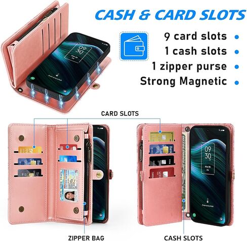 حافظة هاتف Asuwish لهاتف TCL Stylus 5G 2022 مزودة بسحاب وغطاء خلوي قابل للفصل مع واقي شاشة من الزجاج المقسى وحزام كروس وفتحة حامل بطاقة زهرة TLC Stylo G5 6.81 T779W للنساء والفتيات باللون الذهبي الوردي in Saudi Arabia