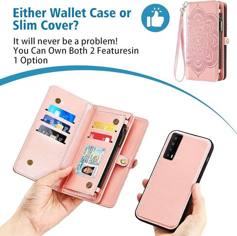 حافظة هاتف Asuwish لهاتف TCL Stylus 5G 2022 مزودة بسحاب وغطاء خلوي قابل للفصل مع واقي شاشة من الزجاج المقسى وحزام كروس وفتحة حامل بطاقة زهرة TLC Stylo G5 6.81 T779W للنساء والفتيات باللون الذهبي الوردي in Saudi Arabia
