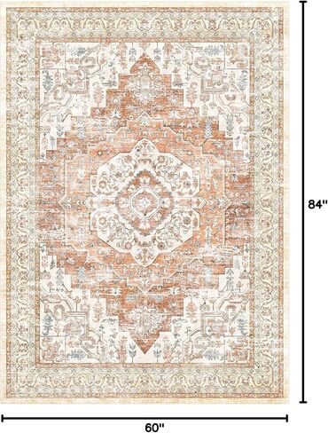 سجاد Valenrug قابل للغسل مقاس 5x7 - سجاد مقاوم للبقع لغرفة المعيشة، سجاد منطقة غير قابل للانزلاق مقاس 5x7، سجادة غرفة نوم ديكور الغرفة (حكيم، 5'x7') in Saudi Arabia