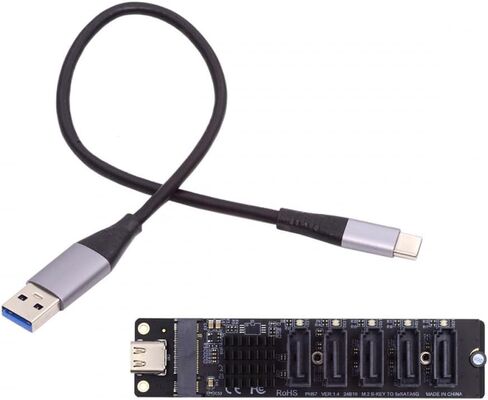 CY Adapter 10Gbps USB-C Type-C to NGFF Key B+M SATA 6Gbps 5 Ports Adapter Converter PM Port Multiplier Selector JMB575 JMS580 in Kuwait