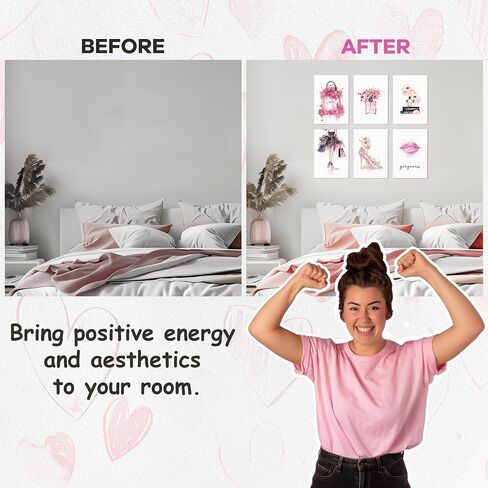 Pink Wall Decor Coquette Aesthetic 11" x 17" Pack 3 - Illusion Framed Marbling Pink Abstract Wall Art for Bedroom, Dorm, Living Room, Bathroom - Wall Posters Room Decor for Teen Girls in Saudi Arabia