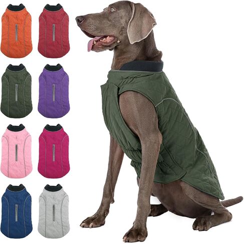 MIGOHI Dog Jacket for Winter, Windproof Dog Coat with Reflective Trims for Cold Weather, Warm Dog Winter Coats Padded Dog Puffer Jackets for Small Medium Large Dogs, Green XL in Saudi Arabia