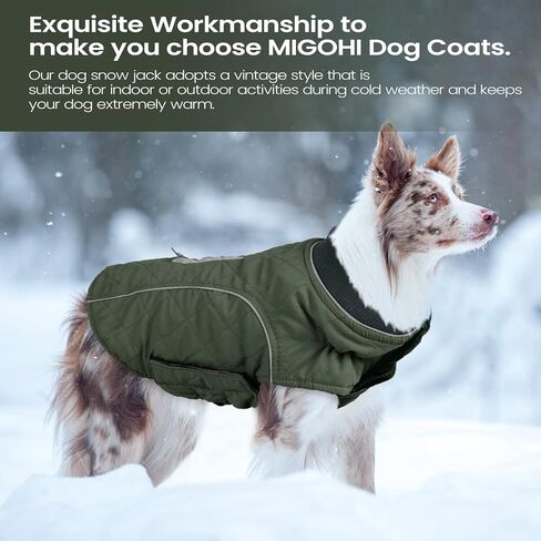 MIGOHI Dog Jacket for Winter, Windproof Dog Coat with Reflective Trims for Cold Weather, Warm Dog Winter Coats Padded Dog Puffer Jackets for Small Medium Large Dogs, Green XL in Saudi Arabia