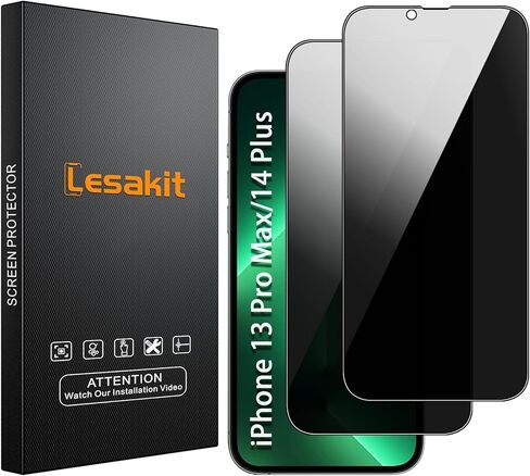 عبوتان من واقي شاشة الخصوصية لهاتف iPhone 13 Pro Max/iPhone 14 Plus مقاس 6.7 بوصة، طبقة زجاجية مقواة مضادة للتجسس ومضادة لبصمات الأصابع وخالية من الفقاعات in Saudi Arabia