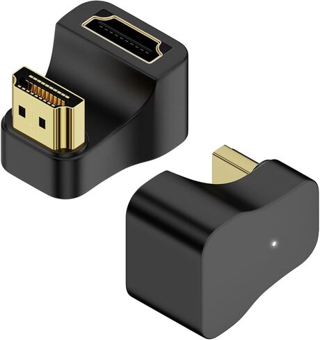 محول QIANRENON HDMI 2.1 زاوية فائقة الدقة على شكل حرف U 8K HDMI ذكر إلى أنثى مقبس موصل عرض زاوية 180 درجة، 8K@60 هرتز UHD2.1 ثلاثي الأبعاد، لجهاز الكمبيوتر المحمول وجهاز عرض HDTV، قطعتان (عكسي) in Saudi Arabia