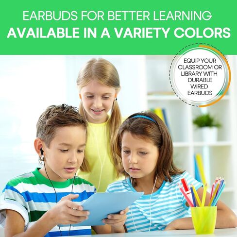 Classroom Earbuds Bulk 50 Pack for Kids School Children Student Boys Girls Toddler Teen and Adult(Mixed Colors) in Saudi Arabia