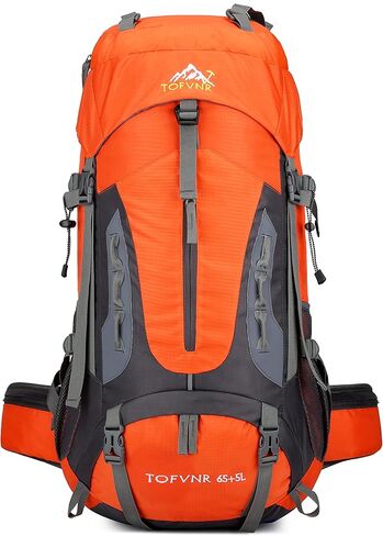 YFREAL 60L Travel Hiking Camping Backpack with Rain Cover and 2 Carebiners,Backpack Water Resistant,Climbing Backpack for Men Women (BLACK) in Kuwait