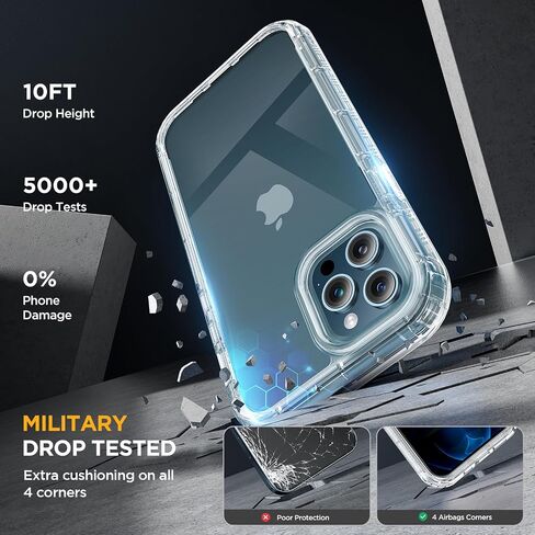 Designed for iPhone 12 Case and iPhone12 Pro Case, [Never Yellowing], 2 X 9H Screen Protector, Shockproof Protection Full-Body Bumper Phone Case Cover for 12/12 Pro (Dark Blue) in Saudi Arabia