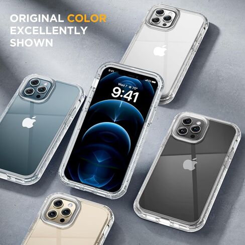 Designed for iPhone 12 Case and iPhone12 Pro Case, [Never Yellowing], 2 X 9H Screen Protector, Shockproof Protection Full-Body Bumper Phone Case Cover for 12/12 Pro (Dark Blue) in Saudi Arabia