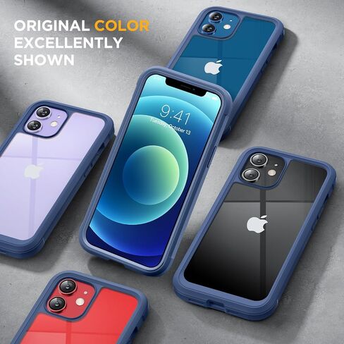 Designed for iPhone 12 Case and iPhone12 Pro Case, [Never Yellowing], 2 X 9H Screen Protector, Shockproof Protection Full-Body Bumper Phone Case Cover for 12/12 Pro (Dark Blue) in Saudi Arabia