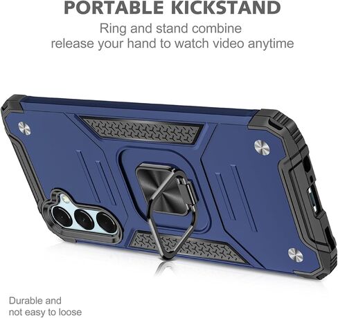 حافظة هاتف Galaxy A15 5G حافظة بمسند مدمج من الدرجة العسكرية مع حامل حافظة ودرع شديد التحمل مضاد للصدمات حافظة لهاتف سامسونج جالاكسي A15 5G للرجال والنساء (أسود) in Kuwait