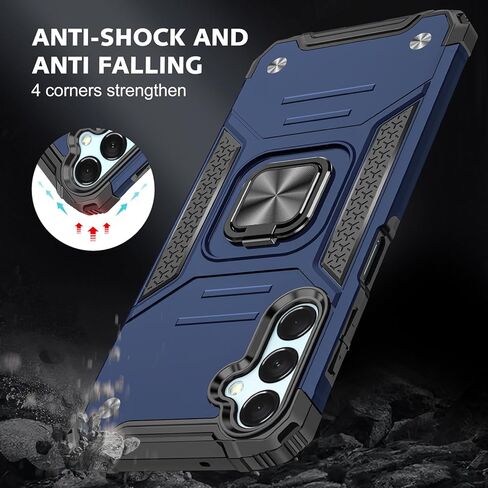 حافظة هاتف Galaxy A15 5G حافظة بمسند مدمج من الدرجة العسكرية مع حامل حافظة ودرع شديد التحمل مضاد للصدمات حافظة لهاتف سامسونج جالاكسي A15 5G للرجال والنساء (أسود) in Kuwait