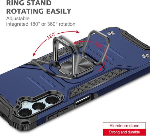 حافظة هاتف Galaxy A15 5G حافظة بمسند مدمج من الدرجة العسكرية مع حامل حافظة ودرع شديد التحمل مضاد للصدمات حافظة لهاتف سامسونج جالاكسي A15 5G للرجال والنساء (أسود) in Kuwait