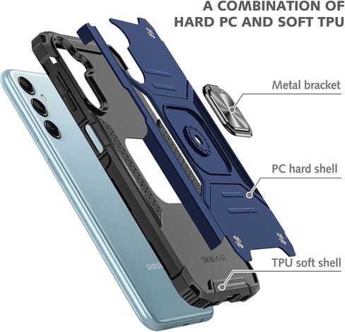 حافظة هاتف Galaxy A15 5G حافظة بمسند مدمج من الدرجة العسكرية مع حامل حافظة ودرع شديد التحمل مضاد للصدمات حافظة لهاتف سامسونج جالاكسي A15 5G للرجال والنساء (أسود) in Kuwait