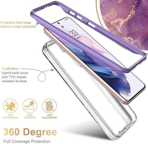 ESDOT for Samsung Galaxy S21 Case,Military Grade Passing 21ft Drop Test,Rugged Cover with Fashionable Designs for Women Girls,Shockproof Protective Phone Case for Galaxy S21 6.2" Glitter Purple Marble in Saudi Arabia