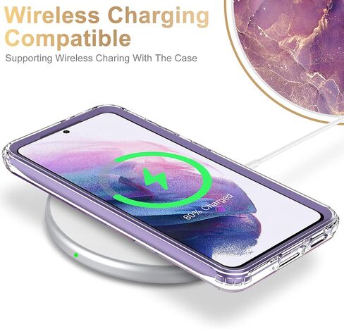 ESDOT for Samsung Galaxy S21 Case,Military Grade Passing 21ft Drop Test,Rugged Cover with Fashionable Designs for Women Girls,Shockproof Protective Phone Case for Galaxy S21 6.2" Glitter Purple Marble in Saudi Arabia