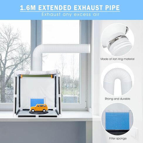 كشك البخاخة، Siebwin 16.5 * 16.5 * 16.5 بوصة مجموعة كشك رش الطلاء البخاخة المحمولة من Hobby مع مراوح أنابيب قوية، ضوء ساطع عالي، قرص دوار وخرطوم مرشح لجزء لعبة الأظافر الحرفية النموذجية in Kuwait