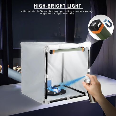 كشك البخاخة، Siebwin 16.5 * 16.5 * 16.5 بوصة مجموعة كشك رش الطلاء البخاخة المحمولة من Hobby مع مراوح أنابيب قوية، ضوء ساطع عالي، قرص دوار وخرطوم مرشح لجزء لعبة الأظافر الحرفية النموذجية in Kuwait