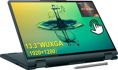 Lenovo Yoga 6 13.3" WUXGA Touchscreen 2-in-1 Laptop, AMD Ryzen 5 7530U Processor, 8GB RAM 512GB SSD, Fingerprint Reader, Backlit Keyboard, Pen, Windows 11 Home, Dark Teal in Saudi Arabia