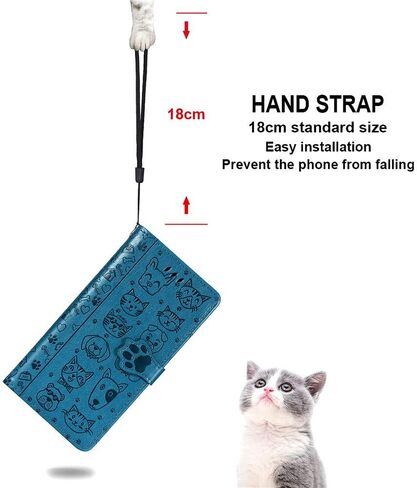 MEUPZZK Wallet Case for Samsung Galaxy S20 FE (5G), Embossed Cat and Dog Premium PU Leather [Folio Flip] [Kickstand] [Card Slots] [Wrist Strap] [6.5 inch] Cover for Samsung S20 FE (C-Blue) in Saudi Arabia