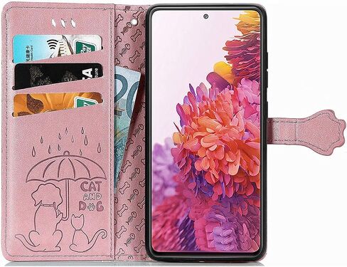 MEUPZZK Wallet Case for Samsung Galaxy S20 FE (5G), Embossed Cat and Dog Premium PU Leather [Folio Flip] [Kickstand] [Card Slots] [Wrist Strap] [6.5 inch] Cover for Samsung S20 FE (C-Blue) in Saudi Arabia