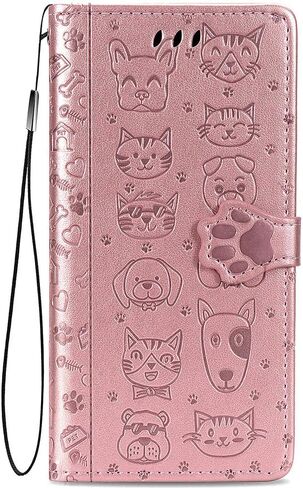 MEUPZZK Wallet Case for Samsung Galaxy S20 FE (5G), Embossed Cat and Dog Premium PU Leather [Folio Flip] [Kickstand] [Card Slots] [Wrist Strap] [6.5 inch] Cover for Samsung S20 FE (C-Blue) in Saudi Arabia