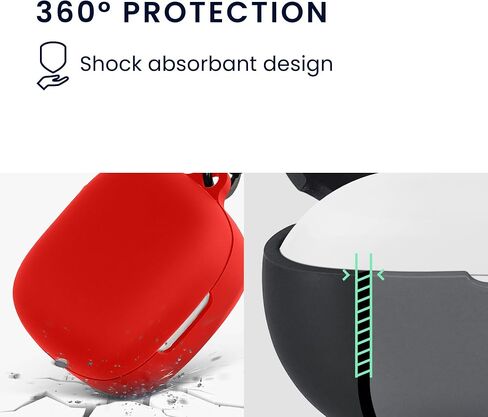 kwmobile Case Compatible with JBL Live Pro 2 TWS Case - Silicone Cover Holder for Earbuds - Red in Saudi Arabia