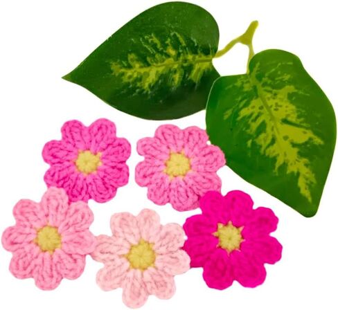 Handmade Crochet Daisy Flower Decoration Sewing Appliques Floral Petal Sew on Patches Ornament for DIY Craft Costume Bag Earrings or Hair Accessory (White) in Kuwait