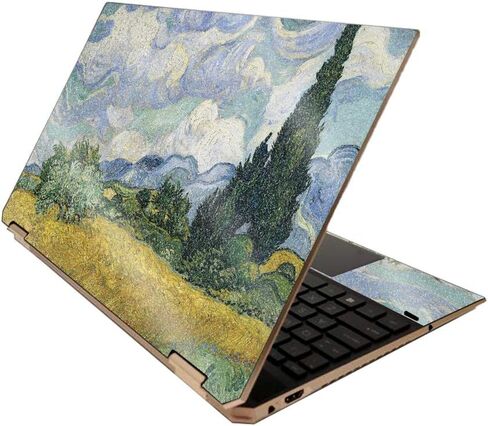 MightySkins Glossy Glitter Skin for HP Spectre x360 15" (2020) - Wheatfield with Cypresses | Protective, Durable High-Gloss Glitter Finish | Easy to Apply and Change Styles | Made in The USA in Saudi Arabia
