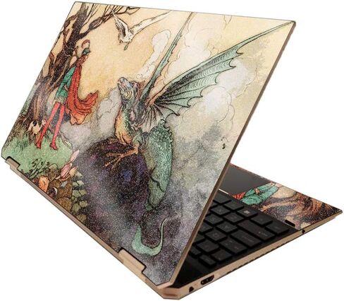 MightySkins Glossy Glitter Skin for HP Spectre x360 15" (2020) - Wheatfield with Cypresses | Protective, Durable High-Gloss Glitter Finish | Easy to Apply and Change Styles | Made in The USA in Saudi Arabia