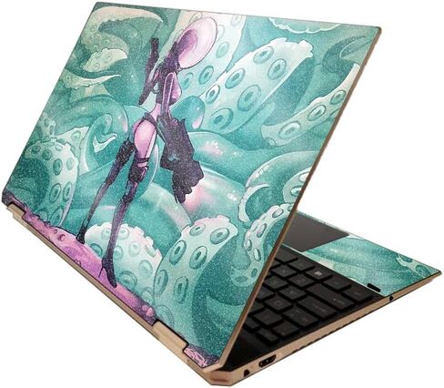 MightySkins Glossy Glitter Skin for HP Spectre x360 15" (2020) - Wheatfield with Cypresses | Protective, Durable High-Gloss Glitter Finish | Easy to Apply and Change Styles | Made in The USA in Saudi Arabia