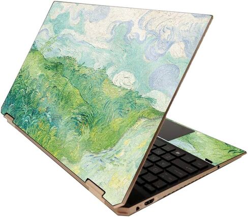 MightySkins Glossy Glitter Skin for HP Spectre x360 15" (2020) - Wheatfield with Cypresses | Protective, Durable High-Gloss Glitter Finish | Easy to Apply and Change Styles | Made in The USA in Saudi Arabia