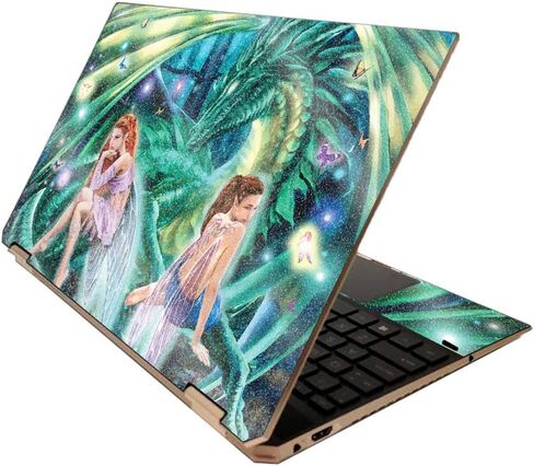 MightySkins Glossy Glitter Skin for HP Spectre x360 15" (2020) - Wheatfield with Cypresses | Protective, Durable High-Gloss Glitter Finish | Easy to Apply and Change Styles | Made in The USA in Saudi Arabia