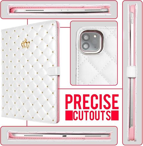for iPad Mini 6 Case (8.3 inch, 2021),Cute Crown Bling Diamond Rhinestone Elegant PU Leather Smart Auto Sleep/Wake Stand Shockproof Case for Apple iPad Mini 6th Generation 8.3 inch (Hot Pink) in Saudi Arabia