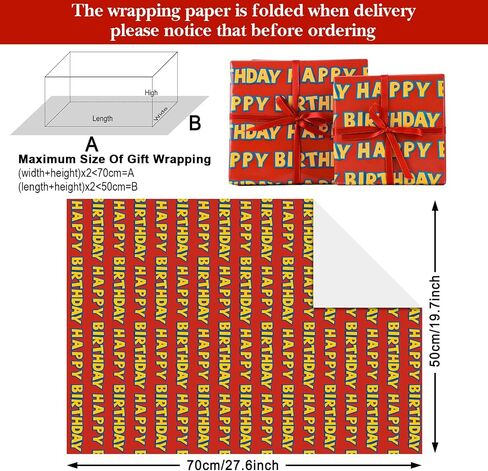 10 Sheet Gift Wrapping Paper for Kids Girls Boys, 20×28inch Folded Wrap Art Paper Bulk for Birthday Baby Shower Holiday Party Decoration Supplies in Saudi Arabia