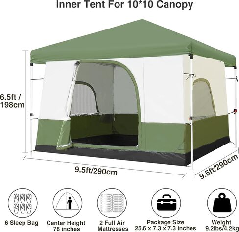 REDCAMP 10' x 10' خيمة مكعبة للتخييم، مظلة منبثقة محمولة، تحول مظلة الساق المستقيمة إلى خيمة مربعة للتخييم الداخلية مع فتحة للكلاب وأرضية كاملة (إطار المظلة/المأوى غير متضمن)، أزرق in Kuwait