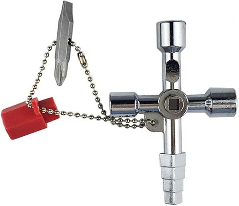 4 in 1 Universal Cross Triangle/Square/Round Key, 4 Ways Multifunction Alloy Key Wrench for Train Electrical Elevator Cabinet Valve (4 in 1 Pagoda Key) in Saudi Arabia