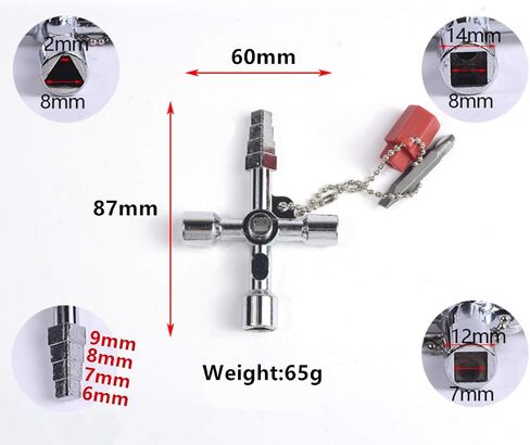 4 in 1 Universal Cross Triangle/Square/Round Key, 4 Ways Multifunction Alloy Key Wrench for Train Electrical Elevator Cabinet Valve (4 in 1 Pagoda Key) in Saudi Arabia