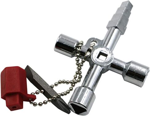 4 in 1 Universal Cross Triangle/Square/Round Key, 4 Ways Multifunction Alloy Key Wrench for Train Electrical Elevator Cabinet Valve (4 in 1 Pagoda Key) in Saudi Arabia