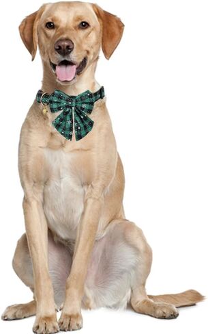 Christmas Dog Collar Snowflake Classic Plaid Adjustable with Cute Flower and Bells in Kuwait