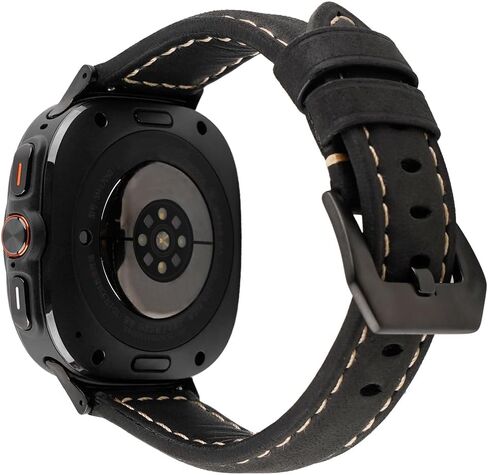 Vintage Leather Band Compatible with Samsung Galaxy Watch 7 Ultra 47mm, Top-Grain Genuine Leather Bracelet for Men Women in Saudi Arabia